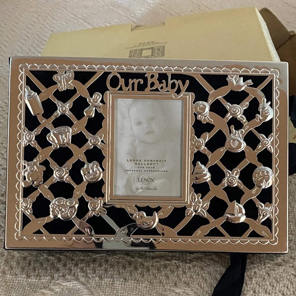 Lenox Baby Photo Album with Silver and Black Design